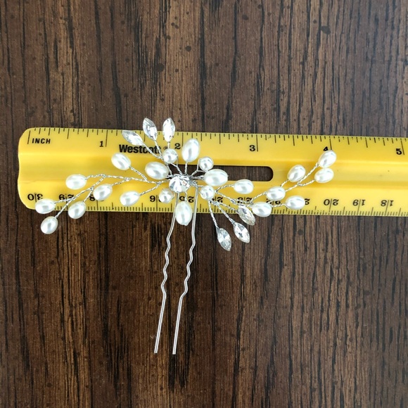 Wedding silver hairpins jewelry bride bridesmaid - Picture 4 of 4